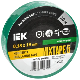 MIXTAPE 5 Изолента 0,18х19мм зеленая 20м IEK
