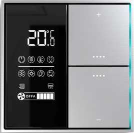 Donel Многофункциональный комнатный  термостат KNX,ЖК-экран, встроенный датчик температуры, глянцевое серебро, Cерия DKNX