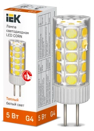 Лампа LED CORN капсула 5Вт 12В 3000К керамика G4 IEK