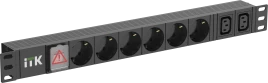 ITK PDU 6 розеток нем. ст. + 2 С13 LED 1U вх. С14 алюмин.