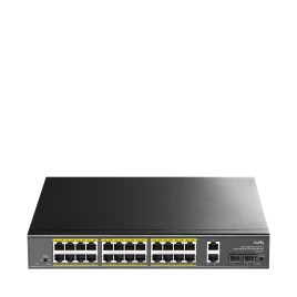 Коммутатор/ 24-10/100/1000 BASE-T Gigabit ports, 2-Port 10/100/1000 BASE-T Gigabit Uplink ports, 2-1000 BASE-X SFP Slot, 24-port IEEE 802.3at PoE+ Injector, 300 watts total Power budget, Supports PoE power up to 30W for each PoE port, Extend Mode (Transmi