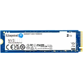 Твердотельный накопитель/ Kingston SSD NV3, 2000GB, M.2(22x80mm), NVMe, PCIe 4.0 x4, 3D TLC, R/W 6000/5000MB/s, TBW 640, DWPD 0.2 (60 мес)