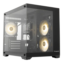 Корпус без блока питания/ Case HSPD F330, Panoramic Mini-tower, Black, TG, 0.5 SPCC, 3x120mm ARGB (FN027) mATX, mITX 160/400/200mm 1x2.5", 2x3.5", 4xPCI 1xUSB-C 3.0, 2xUSB-A1.0 428x280x375mm