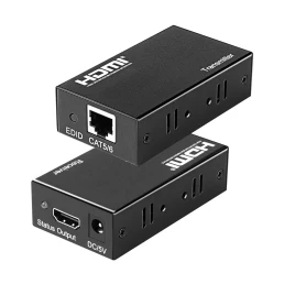 HDMI удлинитель/ HDMI удлинитель по витой паре до 60м. Разрешение видео - 1920x1080. HDMI 1.3, HDCP 1.2. Поддерживаются кабели cat5e/6. Встроенная антисатическая защита - 8кВ. Порты подключения: HDMI, Ethernet-порт - RJ45. Питание - DC5V. Комплектация: пе