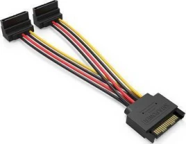 Кабель питания-разветвитель Vention SATA 15pin M / 2 x SATA 15pin F угол 90 - 0.15м