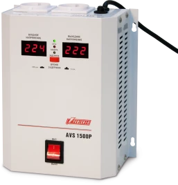 Стабилизатор POWERMAN AVS 1500P, ступенчатый регулятор, цифровые индикаторы уровней напряжения, 1500ВА, 110-260В, максимальный входной ток 12А, 2 евророзетки, IP-20, навесной,   215мм х 270мм х 110мм, 4.3 кг./ Stabilizer POWERMAN AVS 1500P, step-type regu
