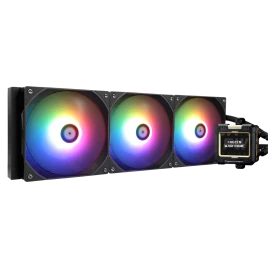 Водяное охлаждение для процессора/ Water Cooling System Thermalright Frozen Warframe 420 ARGB (420mm, LED, Black, ARGB/ Fans: 3x140mm, 88.7CFM, 29.8dBA, 1750RPM/ Pump height 60mm, 23dBA, 3000RPM, Rad thickness 27mm/ S: 1851, 1700, 1200, 115X, 2011, 2066,