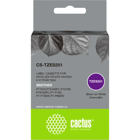 -/ Картридж ленточный Cactus CS-TZES251 TZe-S251 черный для Brother 1010/1280/1280VP/2700VP фото 2