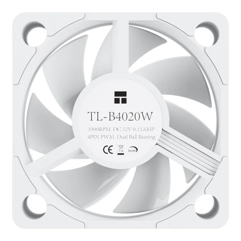 Кулер для корпуса/ Case Cooler Thermalright TL-B4020W (40x40x20mm, 4-pin PWM, 9.47CFM, 24.3dBA, 5500RPM, White) фото 6