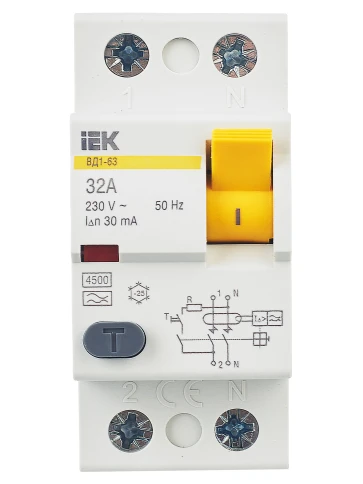 УЗО ВД1-63 2Р 32А 30мА тип А IEK фото 4