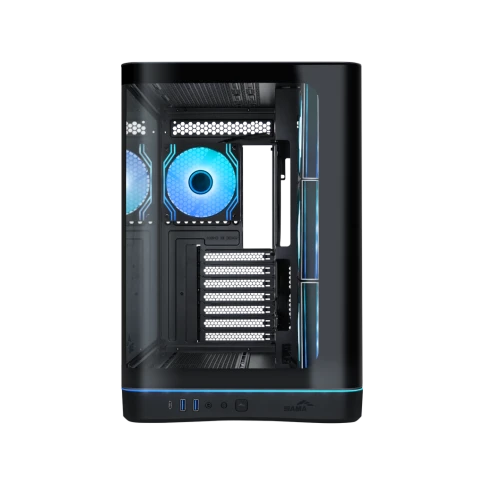 Корпус ПК без блока питания/ Case SAMA V62S Black, Midi-Tower, TG, 4x120mm ARGB, 2xUSB 3.0 + 1xUSB 3.2 Type-C, ATX, mATX, mITX Black фото 3