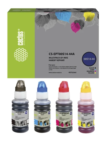 -/ Чернила Cactus CS-EPT00S14-44A 103 многоцветный набор 4x70мл для Epson L1110 Ecotank/L3100/L3101/L31 фото 2
