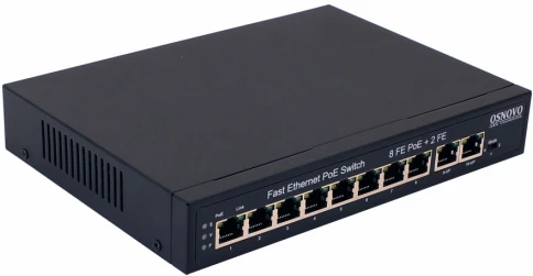 Коммутатор/ OSNOVO PoE коммутатор, 8 x FE с поддержкой PoE (IEEE 802.3af/at), 2 x FE, до 30W на порт, суммарно до 120W фото 2