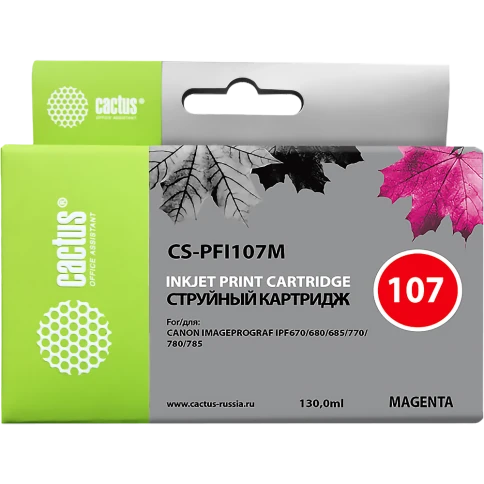 -/ Картридж струйный Cactus CS-PFI107M пурпурный (130мл) для Canon IP iPF670/iPF680/iPF685/iPF770/iPF78 фото 1