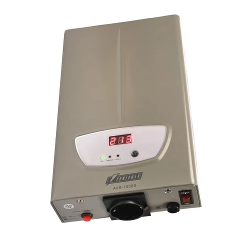 Стабилизатор напряжения/ POWERMAN AVS 1000S stabilizer, silver, step regulator, digital voltage level indicators, 1000VA, 140-260V, maximum input current 7A, 1 Euro socket, IP-20, wall-mounted, 290mm x 175mm x 68mm, 3.09 kg. фото 2
