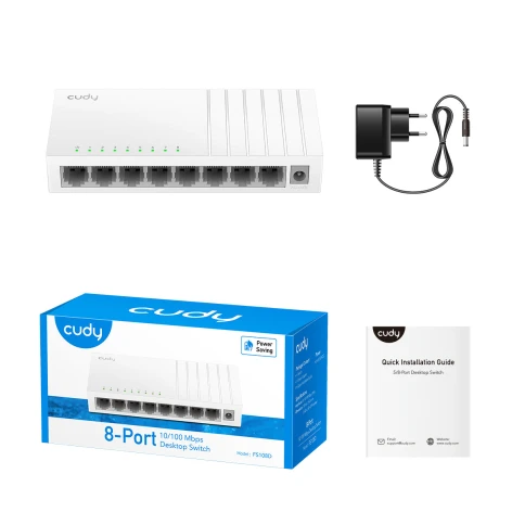 Коммутатор/ 8-Port 10/100 Mbps Desktop Switch, 8 10/100M RJ45 Ports, Loop Detection, Desktop Plastic Case, Power Saving, Plug & Play фото 3