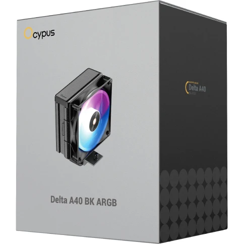Кулер для процессора/ CPU Cooler Ocypus Delta A40 BK ARGB (220W, 4-pin PWM, 156.7mm, Al/Cu, 4x6mm, ARGB, 1x120mm, 73CFM, 29dBA, 2000RPM, S: 1851/1700/1200/115X, AM5/AM4, black) фото 8