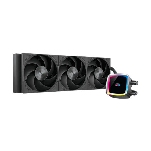 Система охлаждения/ Water Cooling System PCCooler DE360 MAX BK (300W, 360mm, Black, ARGB Pump, Fans: 3x120mm, 66CFM, 34.3dBA, 2200RPM/ Pump height 54mm, 15dBA, 2600RPM, Rad thickness 27mm/ S: 1851, 1700, 1200, 115X, AM5, AM4, AM3) фото 2