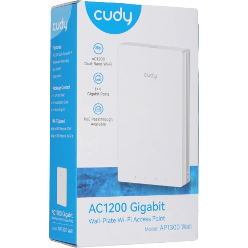 Точка доступа/ AC1200 Dual Band Gigabit Wall Plate Access Point,  MT7621DAN+MT7613B+MT7603E,  867Mbps at 5GHz + 300Mbps at 2.4GHz,  1 x Gigabit PoE-IN Port, 802.3af / at, 4 x Gigabit  RJ45 ports, LAN1 support PoE Out, Cudy Mesh Support фото 6