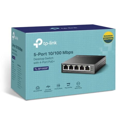 Коммутатор/ 5-Port 10/100Mbps Desktop Switch with 4-Port PoE, 5 10/100Mbps RJ45 ports including 4 PoE ports, 58W PoE Power supply, steel case фото 4