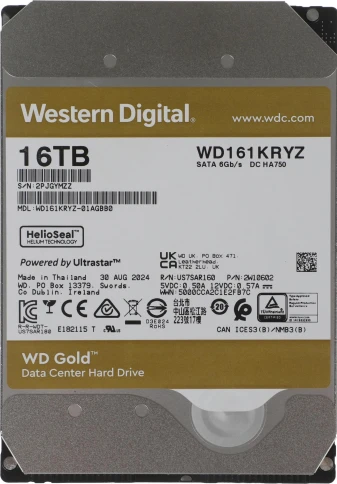 Жесткий диск WD SATA-III 16Tb WD161KRYZ Server Gold (7200rpm) 512Mb 3.5" [WD161KRYZ] фото 1