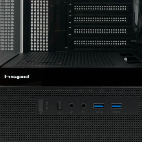 Корпус без блока питания/ Case HSPD F710, Panoramic Mid Tower, Black, TG, 0.5 SPCC, 3x120mm ARGB (FN027) E-ATX, ATX, mATX, mITX 185/395/270mm 2x2.5", 1x3.5", 7xPCI 2xUSB-A 3.0 435x230x457mm фото 8