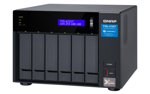 Сетевое хранилище без дисков/ SMB QNAP TVS-672XT-i3-8G 6-Bay NAS, Intel Core i3-8100T 4-core 3.1 GHz Processor, 8GB DDR4 RAM (max 32GB RAM), 6x 2.5"/3.5" SATA HDD/SSD + 2x M.2 PCIe  SSD slot, 2xGbE LAN, 1 x 10GBase-T, 2 x Thunderbolt 3 port фото 5