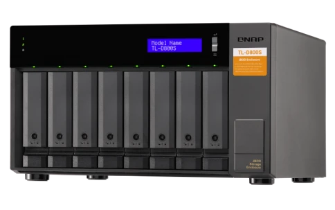 Полка расширения сетевого хранилища без дисков/ SMB QNAP TL-D800S SATA expansion enclosure, 8-tray 3,5"/2,5" w/o HDD. 2xSFF-8088, hardware RAID support, desktop version. фото 2