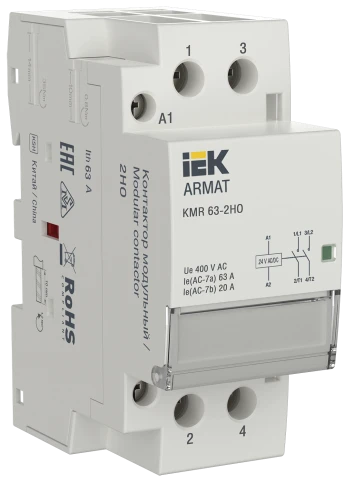 ARMAT Контактор модульный KMR 63А 24В AC/DC 2НО IEK фото 1
