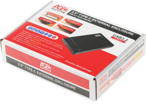 Внешний корпус для HDD/SSD AgeStar 31UB2P3C SATA USB3.2 пластик черный hotswap 2.5" фото 9