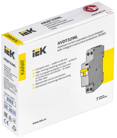 Выкл. авт. диф. тока АВДТ32МL С10 30мА KARAT IEK фото 2
