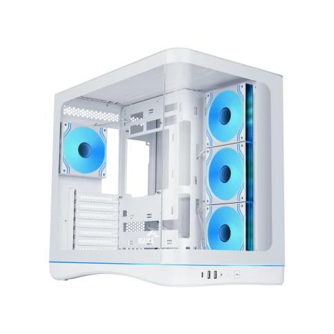 Корпус ПК без блока питания/ Case SAMA V62S White, Midi-Tower, TG, 4x120mm ARGB, 2xUSB 3.0 + 1xUSB 3.2 Type-C, ATX, mATX, mITX White фото 6