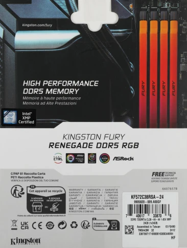 Память оперативная/ Kingston 24GB 7200MT/s DDR5 CL38 DIMM FURY Renegade RGB XMP фото 6