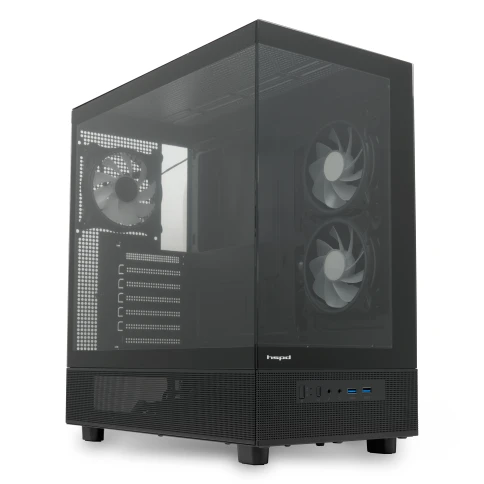 Корпус без блока питания/ Case HSPD F710, Panoramic Mid Tower, Black, TG, 0.5 SPCC, 3x120mm ARGB (FN027) E-ATX, ATX, mATX, mITX 185/395/270mm 2x2.5", 1x3.5", 7xPCI 2xUSB-A 3.0 435x230x457mm фото 3