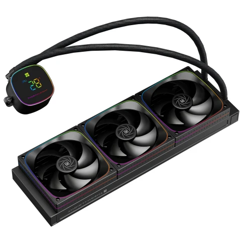 Система жидкостного охлаждения/ Water Cooling System Thermalright Frozen Horizon 360 Digital (360mm, LED temp., Black, ARGB/ Fans: 3x120mm, 68.9CFM, 28.2dBA, 2000RPM/ Pump height 53.2mm, Rad thickness 27mm/ S: 1700, 1200, 1851, 115X, AM5, AM4) фото 2