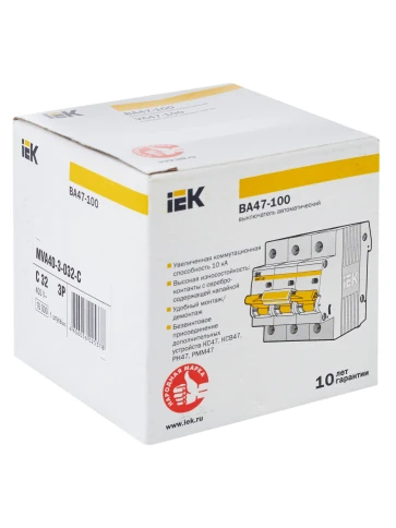 KARAT Авт. выкл. ВА47-100 3P C 32А 10кА IEK фото 7