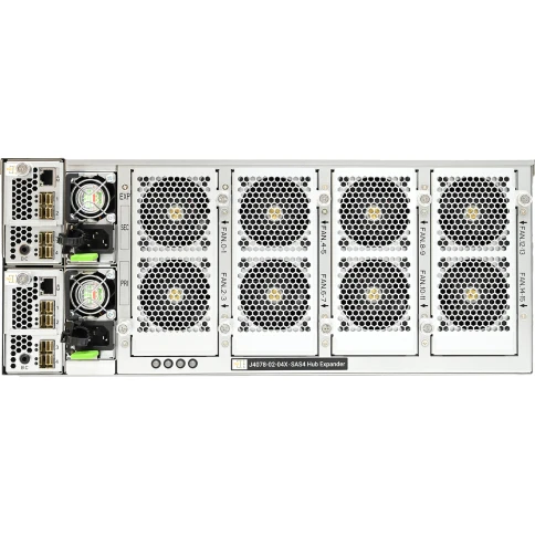Дисковая полка/ 4U 78x 3.5" hot-swap bays, hot-swap JBOD with  dual  SAS 12G edge/24G hub expander controller,  dual  BMC, tool-less HDD tray, 1600W 1+1 hot-swap redundant 80+  Titanium (C14 inlet), tool-less rail kit фото 2
