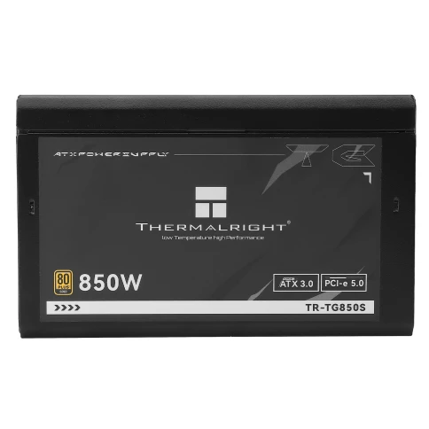 Блок питания ПК/ Power Supply Thermalright, 850W 80+ Gold (ATX, 3.0, PCIe 5.0, Non-modular, 1x24(20+4)pin, 1xCPU 8(4+4)pin, 2xPCIe*2 8(6+2)pin, 5xSATA3, 1x12+4pin (12VHPWR PCIe 5.0 12+4pin 600mm), 3xMOLEX4pin, Active, 120x120mm, 150x140x86mm, APFC, black) фото 3