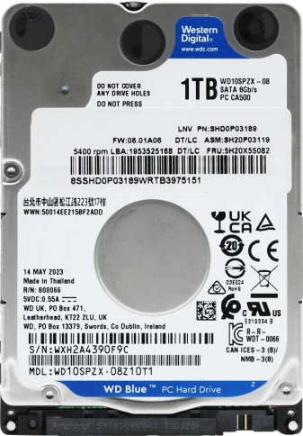 Жесткий диск/ HDD WD SATA3 1TB 2.5"" Blue 5400 RPM 128Mb 1 year warranty фото 1
