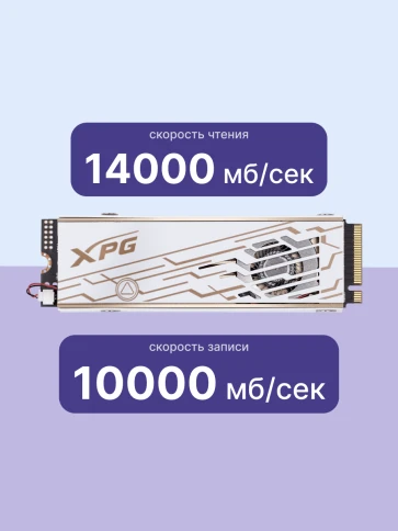 Твердотельный накопитель/ ADATA SSD XPG MARS 980 PRO, 1000GB, M.2(22x80mm), NVMe, PCIe 5.0 x4, 3D NAND, R/W 14000/10000MB/s, IOPs 1 600 000/1 650 000, TBW 740, DWPD 0.4, with Heat Sink (5 лет) фото 3
