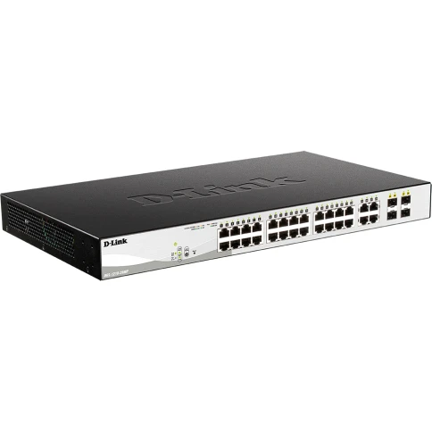 Коммутатор/ DGS-1210-28MP/F4A Smart L2 Switch 24х1000Base-T PoE, 4хCombo 1000Base-T/SFP, PoE Budget 370W, Compact CLI фото 2