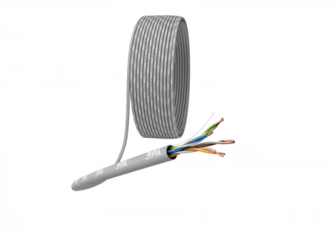 Кабель информационный U/UTP категория 5е 4x2x24AWG(0,465мм) 305м (медь) PVC SIMPLE solid серый ЭРА фото 1