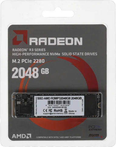 Твердотельный накопитель AMD PCIe 3.0 x4 2TB R3MP32048G8 Radeon M.2 2280 фото 5
