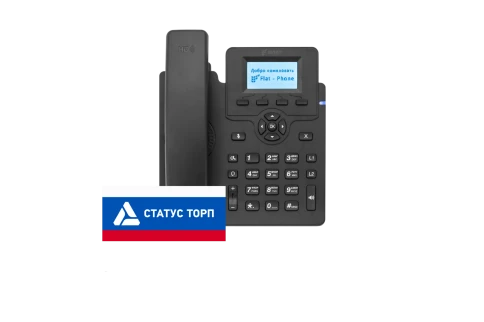 IP-телефон Flat-Phone C10: 2 SIP-аккаунта, 2 порта 10/100BASE-T (RJ-45), ЖК-дисплей, PoE, адаптер питания 220В, ТОРП фото 1