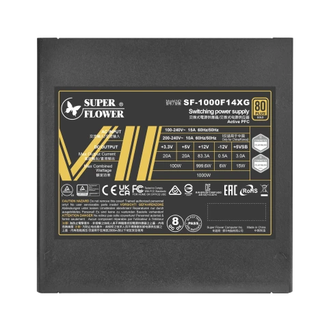 Блок питания 1000 Ватт/ Power Supply Super Flower Leadex VII, 1000W, ATX 3.0, 140mm, 12xSATA, 4xPCI-E(6+2), 1x12VHPWR, APFC, 80+ GOLD, Full Modular фото 6