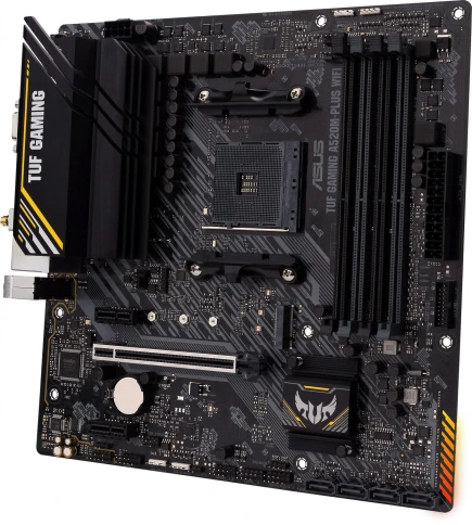 Материнская плата ASUS TUF GAMING A520M-PLUS WIFI Soc-AM4 AMD A520 4xDDR4 mATX AC`97 8ch(7.1) 2xGgE RAID+VGA+HDMI+DP [TUF GAMING A520M-PLUS WIFI] фото 3