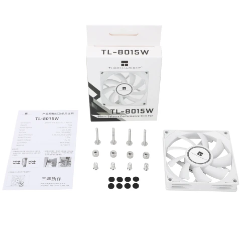 Вентилятор корпусный/ Case Cooler Thermalright TL-8015W (80x80x15mm, 4-pin PWM, 28.4CFM, 23.3dBA, 2200RPM, White) фото 9