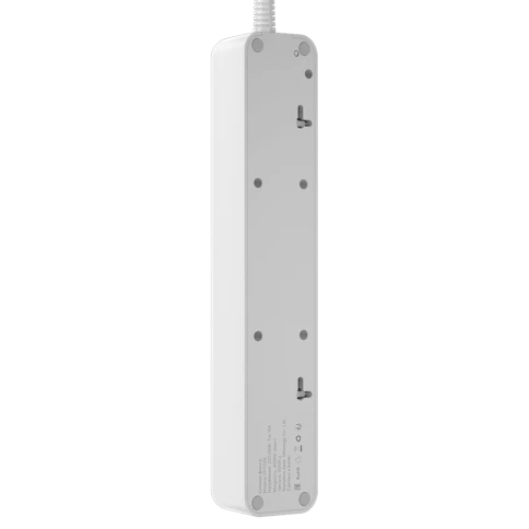 Cетевой фильтр AGNI плоский TP-FD5E-2m-white, 5 розеток Schuko, белый, кабель 2 метра, мощность нагрузки 4000 Вт, 16А, заземление, защита от короткого замыкания, сечение кабеля 3 х 1.5 кв.мм., размер 279x54x40 мм. фото 3