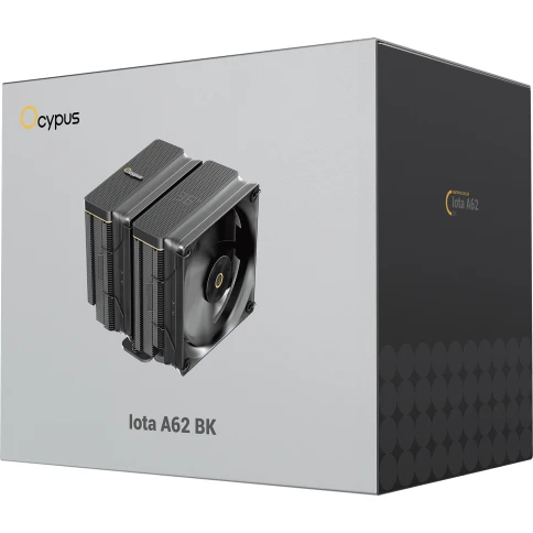 Кулер для процессора/ CPU Cooler Ocypus Iota A62 BK (260W, 4-pin PWM, LED temp., 158mm, Al/Cu, 6x6mm, 2x120mm, 77CFM, 29dBA, 2000RPM, S: 1851/1700/1200/115X, AM5/AM4, black) фото 8