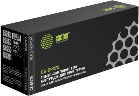 -/ Картридж лазерный Cactus CS-EP27S EP-27 черный (2500стр.) для Canon LBP3200/MF3220/3110/3200/5600 фото 1